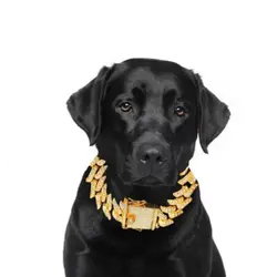 Rhinestones Cuban Chain Dog Necklace Decorative Metal Dog Thorns Necklace Gold/Rose Gold/Silver Diamond Dog Collar Puppy