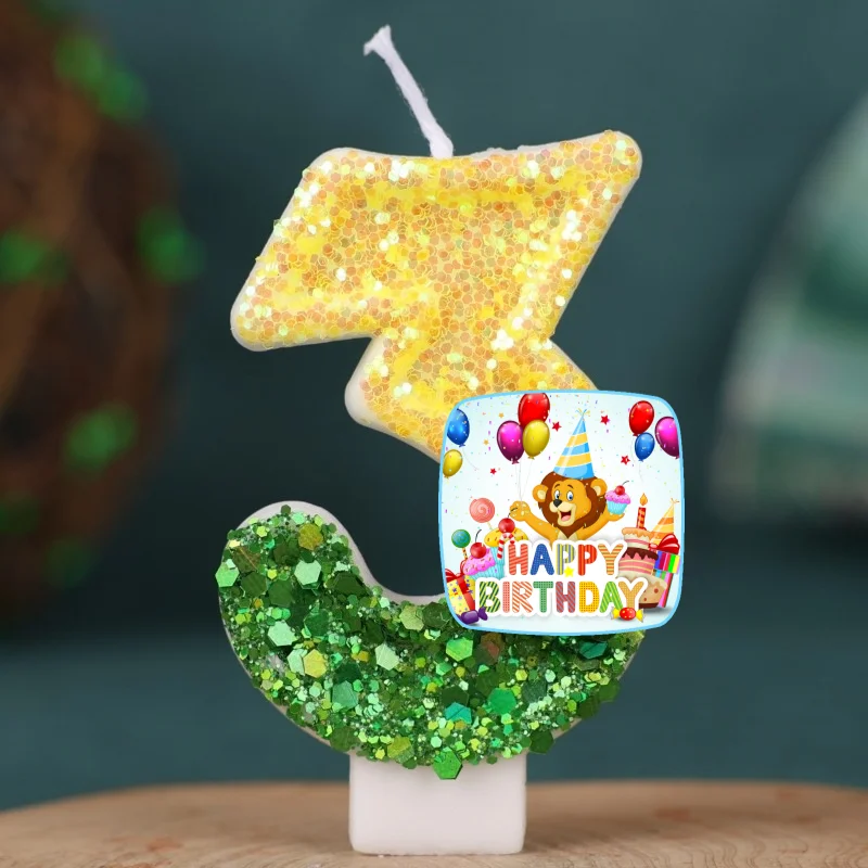 Lion Animal Happy Birthday Cake Topper Decorated Digital Candle Children's Delicate 0-9 Number Candle Party Decor Gift Boy Girl - view 2