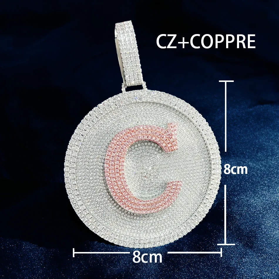 CUC Custom Disc Letter Name Pendants For Men HipHop Rock Necklace Chain Hollow Back Micro Pave Zircon Customized Jewelry