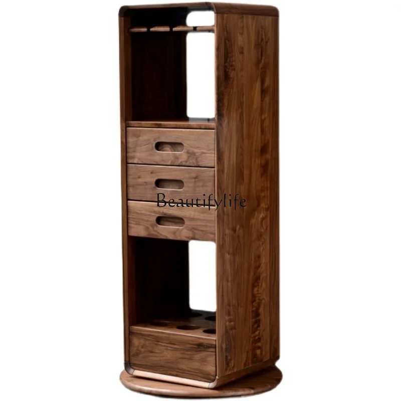 

FG11North America Imported Black Walnut Wood Sideboard Cabinet Living Room Rotary Card Sleeve High-Grade Solid Wood