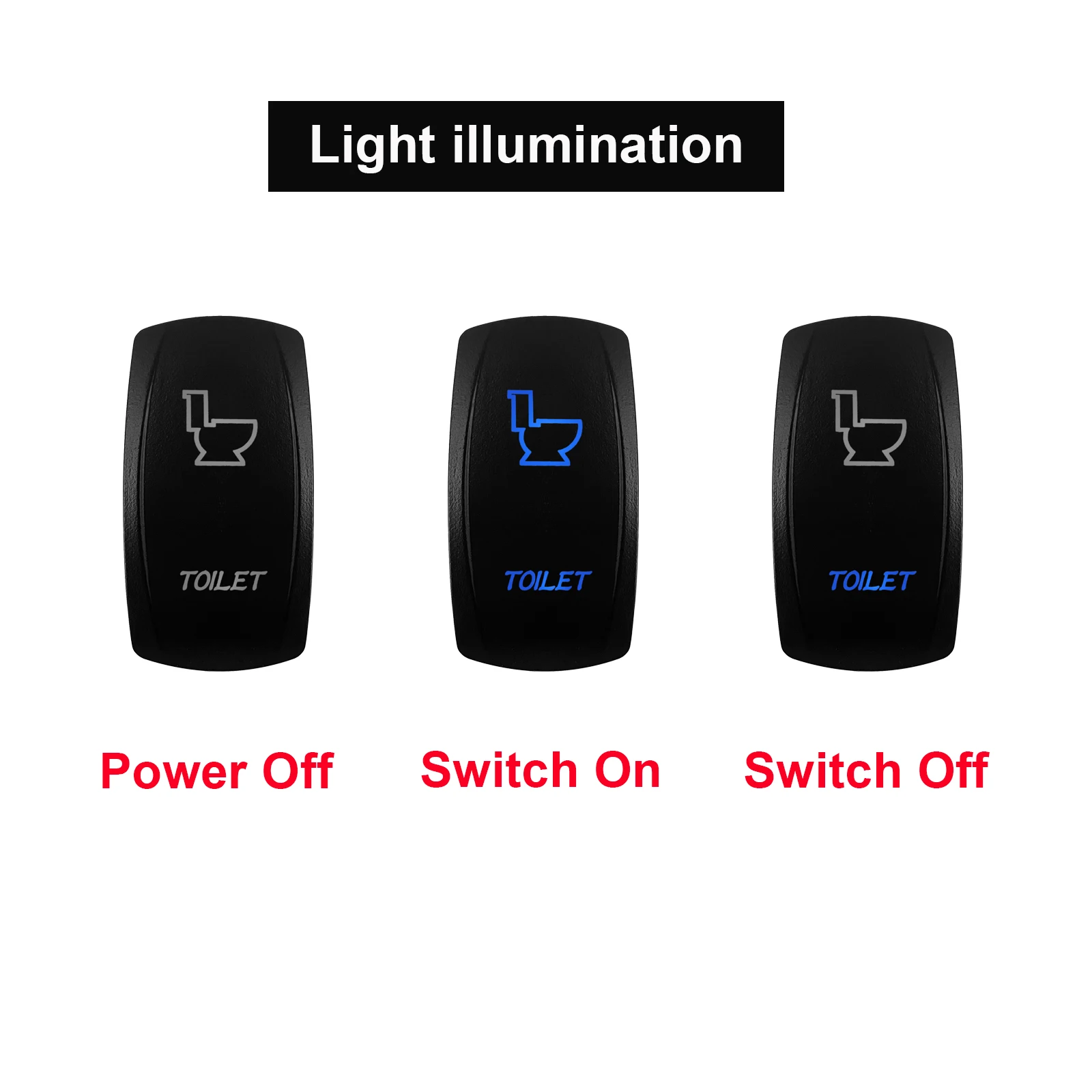 12V SPST 5PIN (ON) OFF Dual LED TOILET Momentary Rocker Switch For Car Marine Boat Auto Truck Car Accessories Waterproof IP68