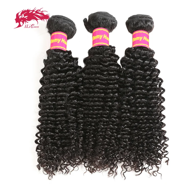 

Волосы Ali Queen, кудрявые вьющиеся пучки человеческих волос, 3/4 шт., бразильские, 10–30 дюймов, натуральный цвет, 100% человеческие волосы, наращивание волос Remy