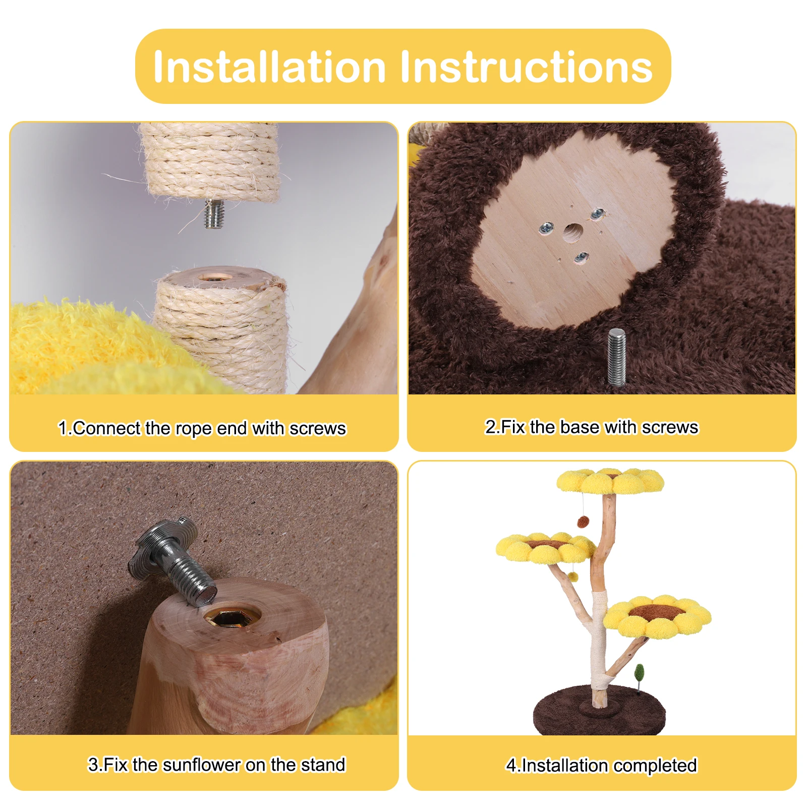 

Милая лежанка для кошек в форме подсолнуха с когтеточкой, специальная полка в форме цветка, противоскользящая, для игровой зоны питомца, маленькое гнездышко