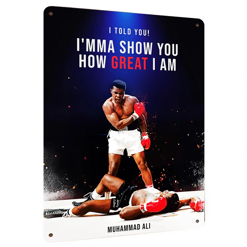Muhammad Ali Boxing Legend Мотивационное металлическое настенное искусство Вдохновляющий спортивный декор для дома Тренажерный зал Офис