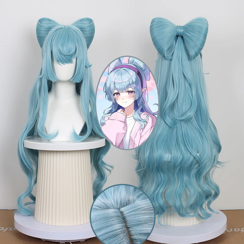 

Genshin Impact Yumemizuki Mizuki Cosplay Wigs Headwear 85cm Long Simulation Scalp Top Thick Mixed Puffy Silk Long Hair Wigs