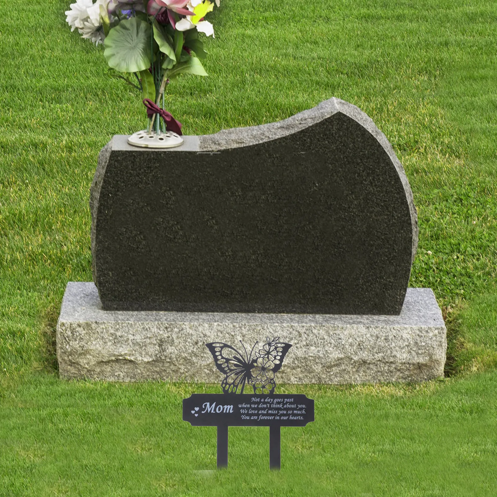 Butterfly Memorial Stake Cemetery Metal Outdoor Garden Decoration Gravestone Marker Honoring Mom Waterproof Grave Decor