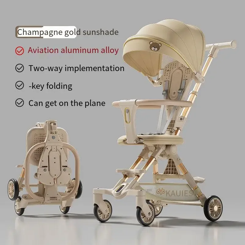 Four-wheeled Stroller High Landscape Lightweight Folding Travel Stroller Two-way Swivel Easy To Carry Newborn Baby Stroller