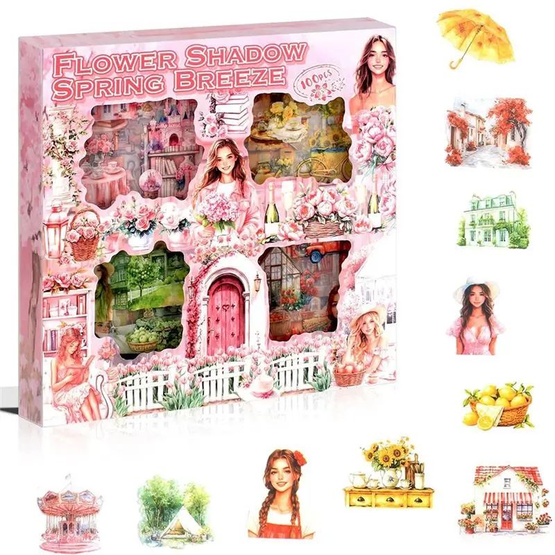 

AA63 HOT Summer Scrapbook Stickers, 428Pcs Transparent PET Scenery Journal Stickers- For Scrapbooking Supplies,100 Sheets Spring