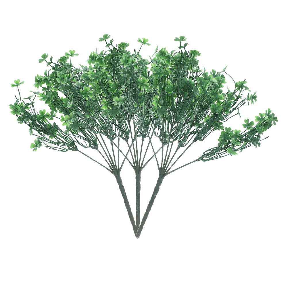 

4 Pcs Artificial Green Plants Four-leaf Decor Greenery for Table Flower Outdoor Garden Decoration St Patrick's Day Home