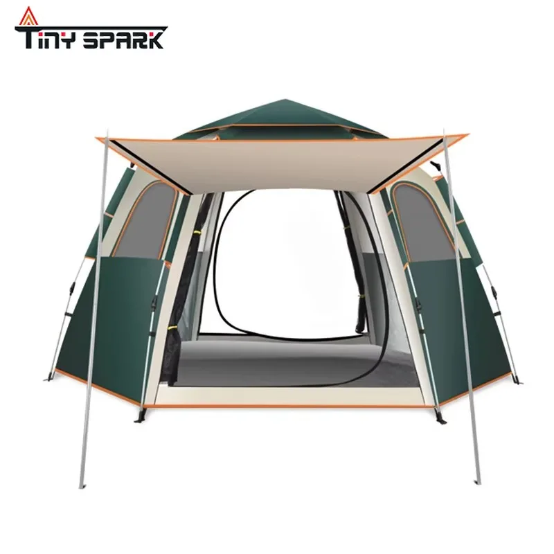 Four Seasons Oxford Waterproof Outdoor Portable Foldable Fully Automatic Hexagonal Tent with Thick Sunscreen Camping Equipment