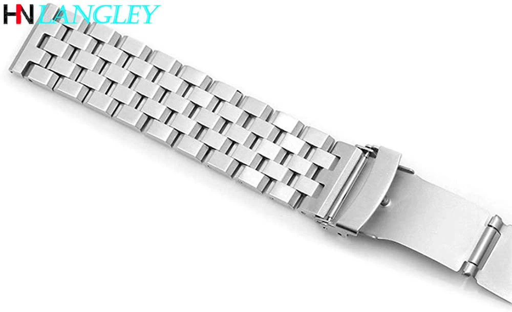 Brushed Stainless Steel Watch Band Strap 18mm/20mm/22mm/24mm/26mm Metal Replacement Bracelet Men Women Black/Silver WristBand