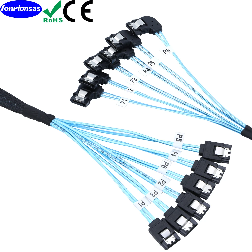 SATA 180 degree 7Pin female 6Pcs/Set-12Gbps-SATA  Left-Angle bend Cable Replacement for Bitcoin Computer-Server CD DVD Drives