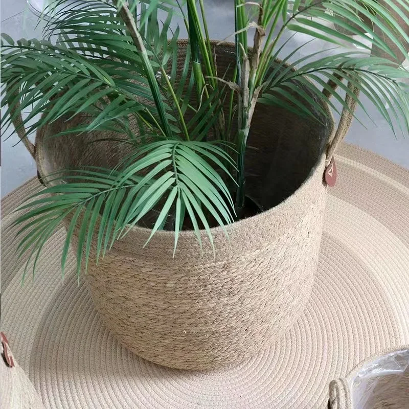 Wicker Planter Basket, Natural Seagrass Flower Pot ,Sundaries Storage Baskets, Toy Holders Home Garden Decoration