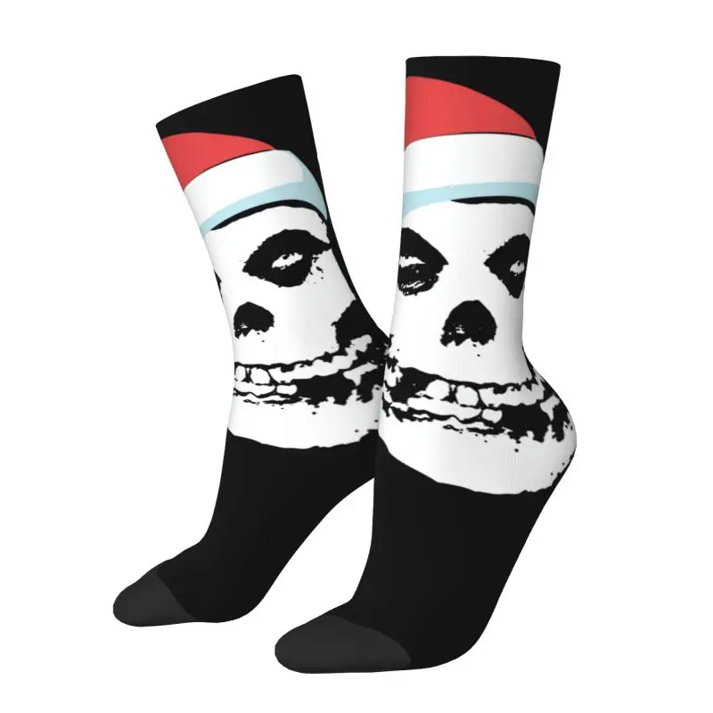 Custom Rock Punk Band Misfits Horror Skull Gift Christmas Mens Crew Socks Unisex Fashion 3D Print Heavy Metal Dress Socks