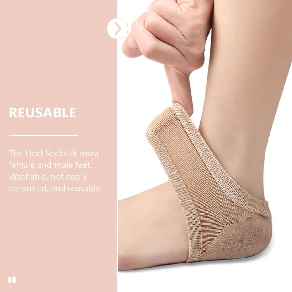 

2pcs Heel Socks For Cracked Feet Moisturizing Foot Care Sleeves Washable Reusable Unisex Fit Protective Covers For Dry Skin