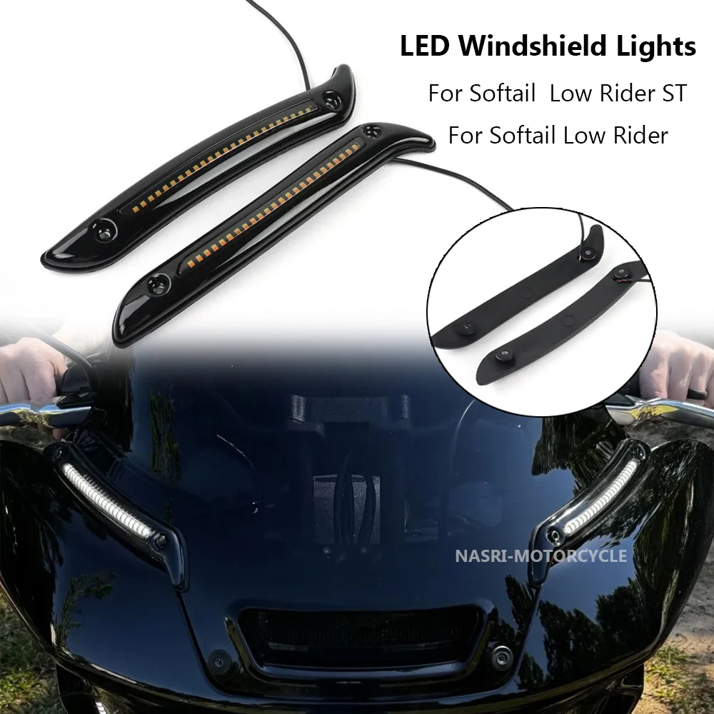 For Harley Softail Low Rider ST Motorcycle Tracer Windshield Decorative Lamps Daylight Running Lamps and Turn Signal Lamps