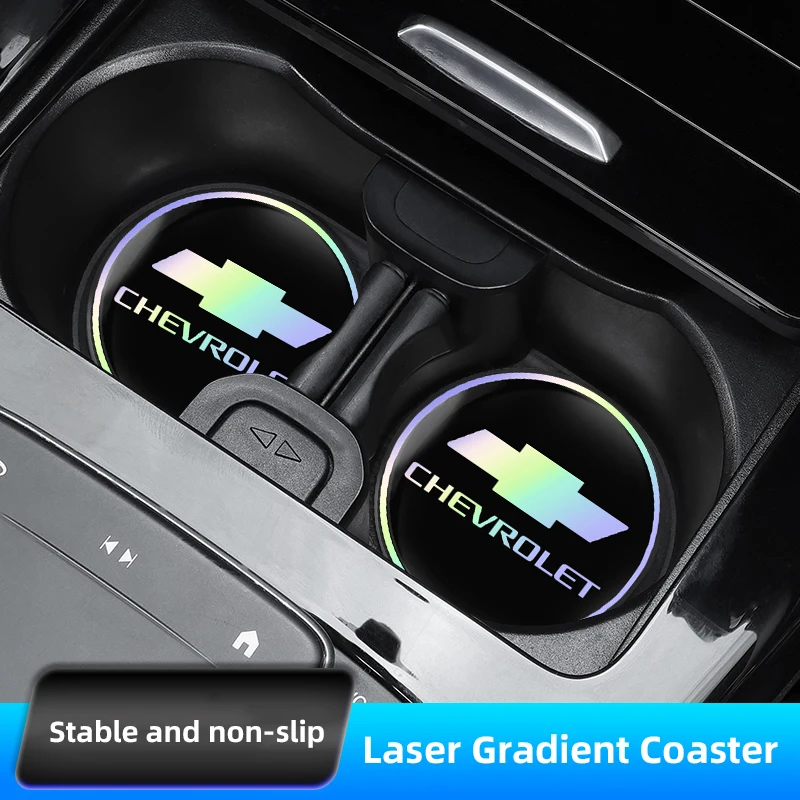 Llavero con 2 posavasos láser para coche, accesorios para Chevrolet Matiz, Onix, Camaro, Colorado, Cobalt, Spark, Cruze
