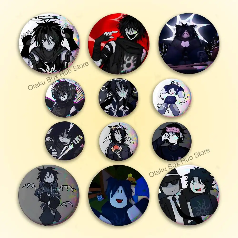 TwoTime Forsaken Acrylic Reflective Pin Tinplate Round Brooch Cartoon Cosplay Badges for Bag Hat Toys