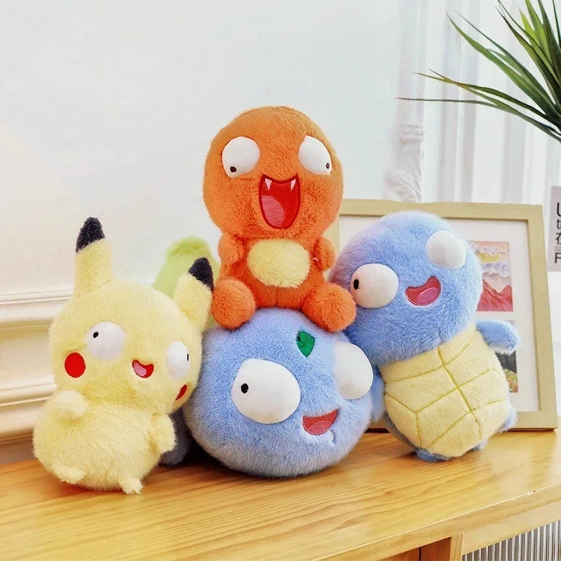 Anime 23cm Plush Toy Funny Pikachu Charmander Squirtle Bulbasaur Soft Plush Doll Cute Pillow Room Decoration Birthday Gift