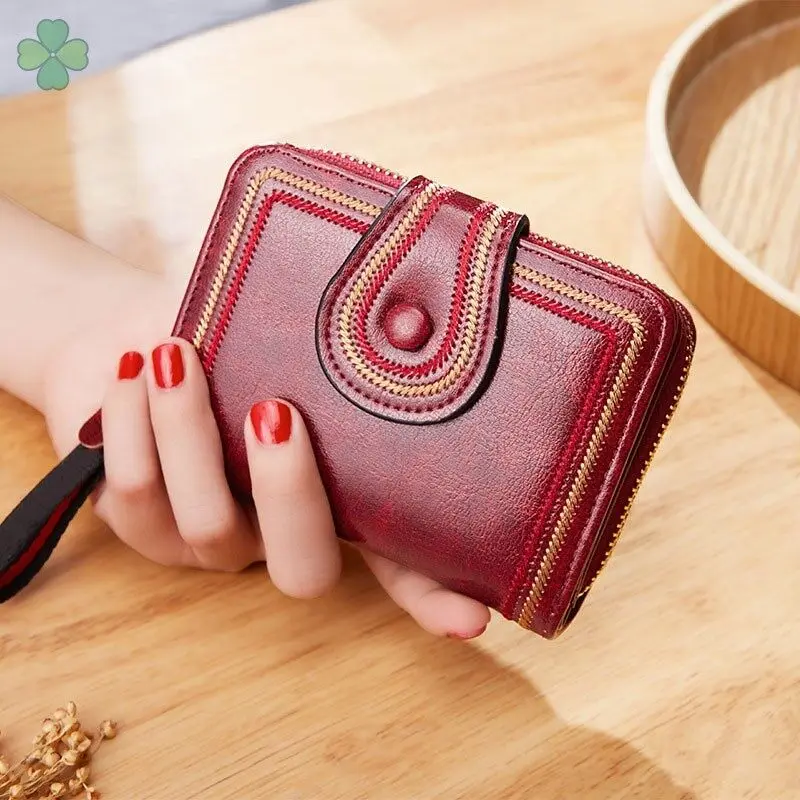 

New Women Wallet cartera mujer Oil Wax Leather Hasp Wallet Female Purses portfel damski Lady Purse Clutch Bag Wallet carteira