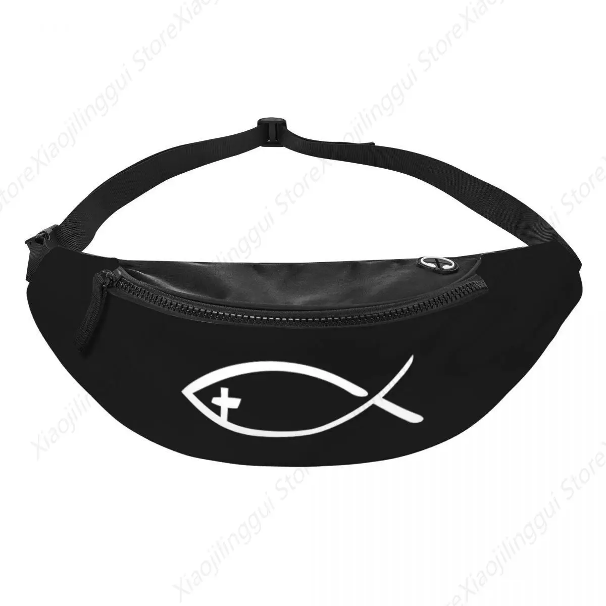 Fashion Jesus Cross Fish Fanny Pack for Cycling Camping Women Men Christian Crossbody Waist Bag Phone Money Pouch