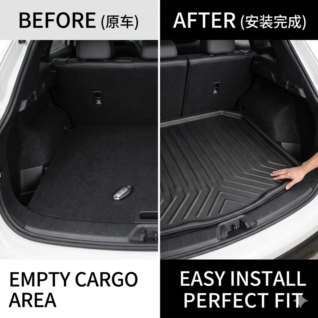 Maßgefertigte Kofferraummatte für Nissan Qashqai J12 2023-2026 Wasserdicht Allwetter-Kofferraumauskleidung Rutschfester Innenraumschutz – Detail 6