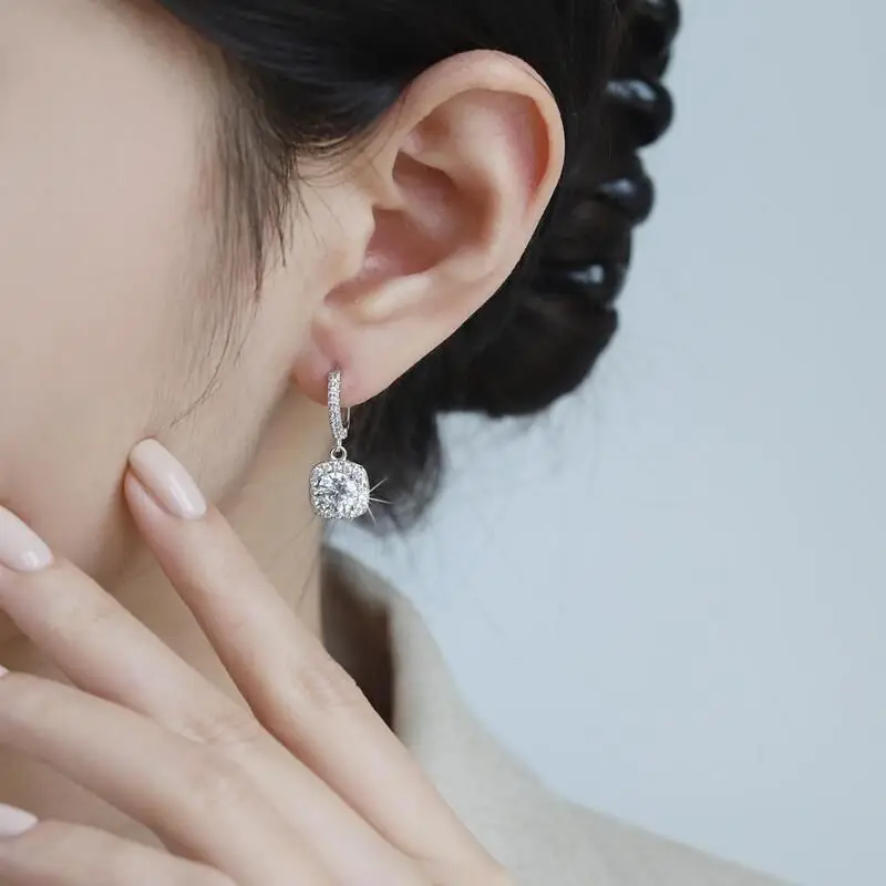 

Fine Jewelry 100% 925 Silver D VVS1 Pass Diamond Tester Pen Moissanite Stud Earrings For Women 2 GRA Certificates Moissanite