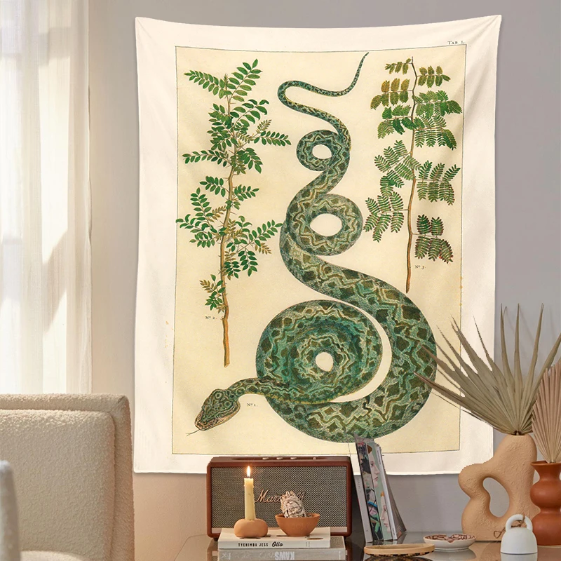Floral Snake Tapestry Wall Hanging Psychedelic Botanical Celestial SnakeTapestry Hippie Wall Carpets Dorm Decor Wall Art Decor