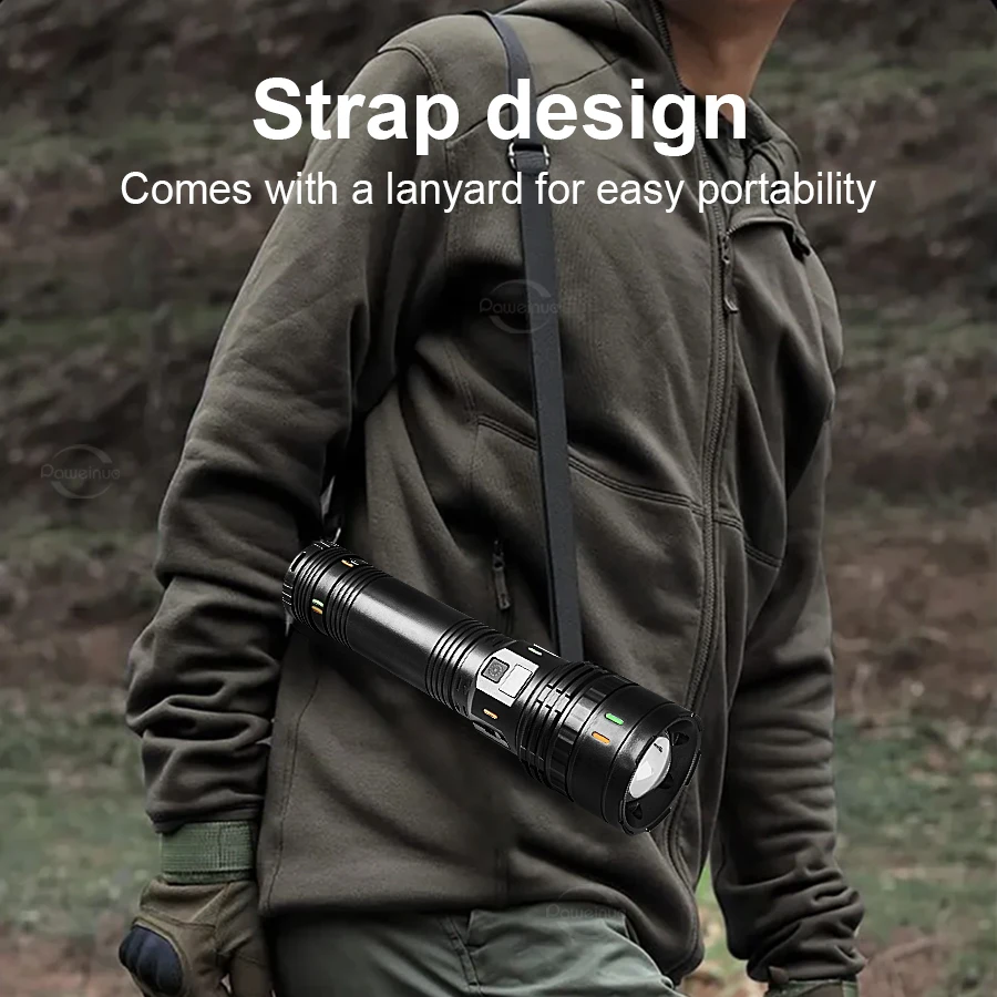 Ultra Powerful Flashlight 10000000LM Strong Light LED Flashlight Built-in Battery Rechargeable Lamp Tactical Lantern For Camping