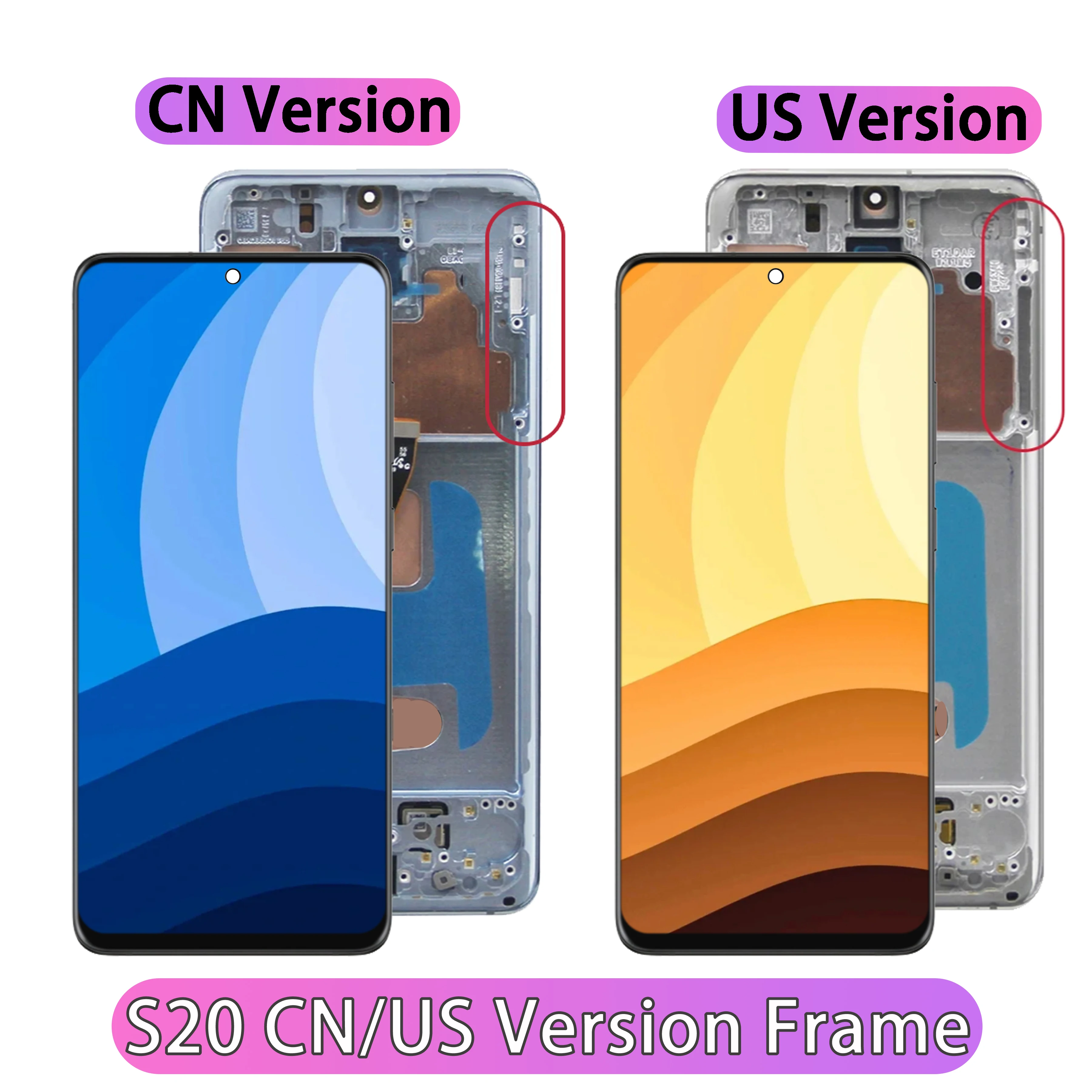 NEW TFT Screen Replacement, For Samsung Galaxy S20 G980  G980F G981V LCD Display Digital Touch Screen With CN/US Frame Assembly