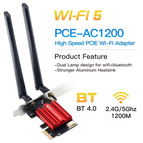 Wifi Adapter 1200Mbps Bluetooth 4.0 M.2 Interface to PCI-E Adapter 2.4G/5G Dual Band For PC Fast Network Card