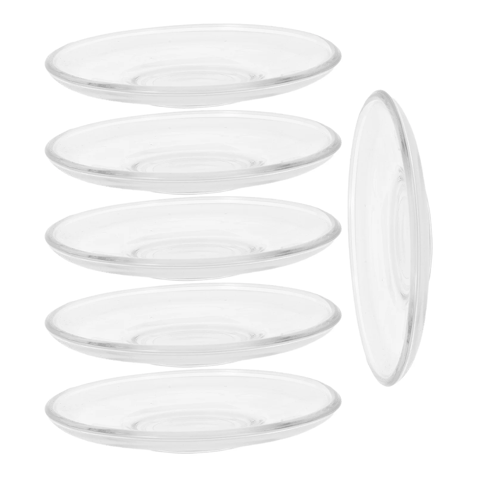

6Pcs Clear Glass Cup Mats Saucer Coasters for Tea Cups Home Office Decorative Drink Coasters Glass Saucers