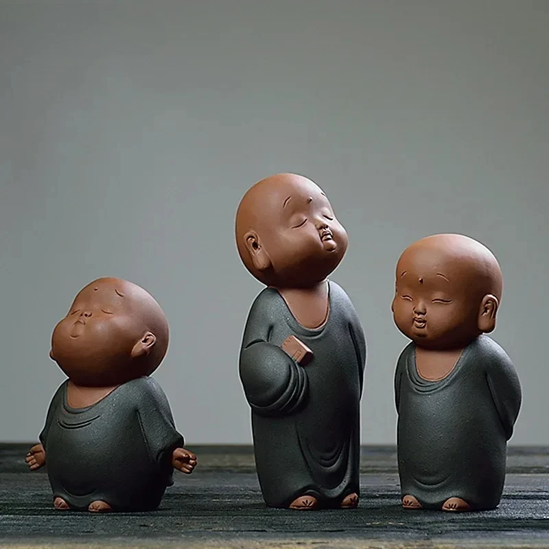 Creative Little Monk Samanera Zen Ornament Tea Ornaments Tea-Soaked Tea Pet Ceramic Zisha Handmade Sculpture Kung Fu Trinkets