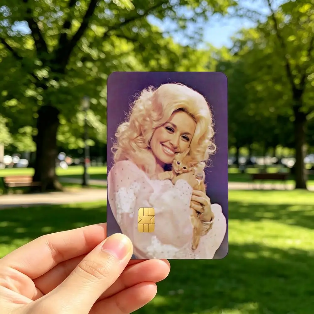 Singer D-Dolly P-Parton 1Set 4Pcs Waterproof Card Skin Stickers for Credit Bus IC Cards