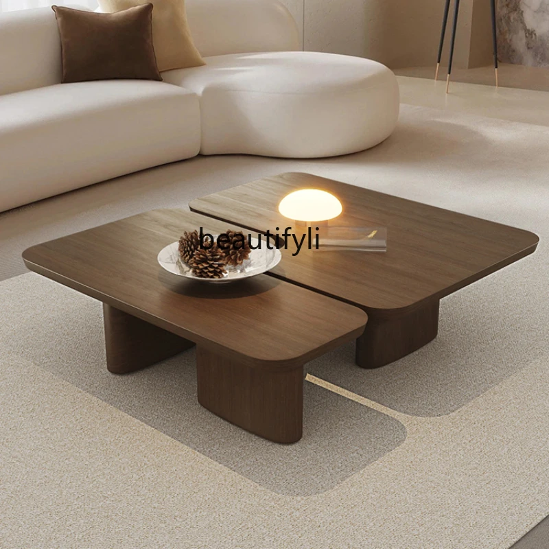 

Japanese Style Short Tea Table Designer Creative Strange Shape Coffee Table Walnut Color Modern Simple Living Room