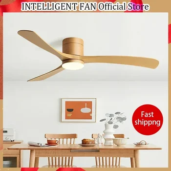 46/56Inch Low Floor Ceiling Fan Light Modern Black ABS Blade DC Remote Control Led Fan Lights Restaurant Bedroom 110V 220V