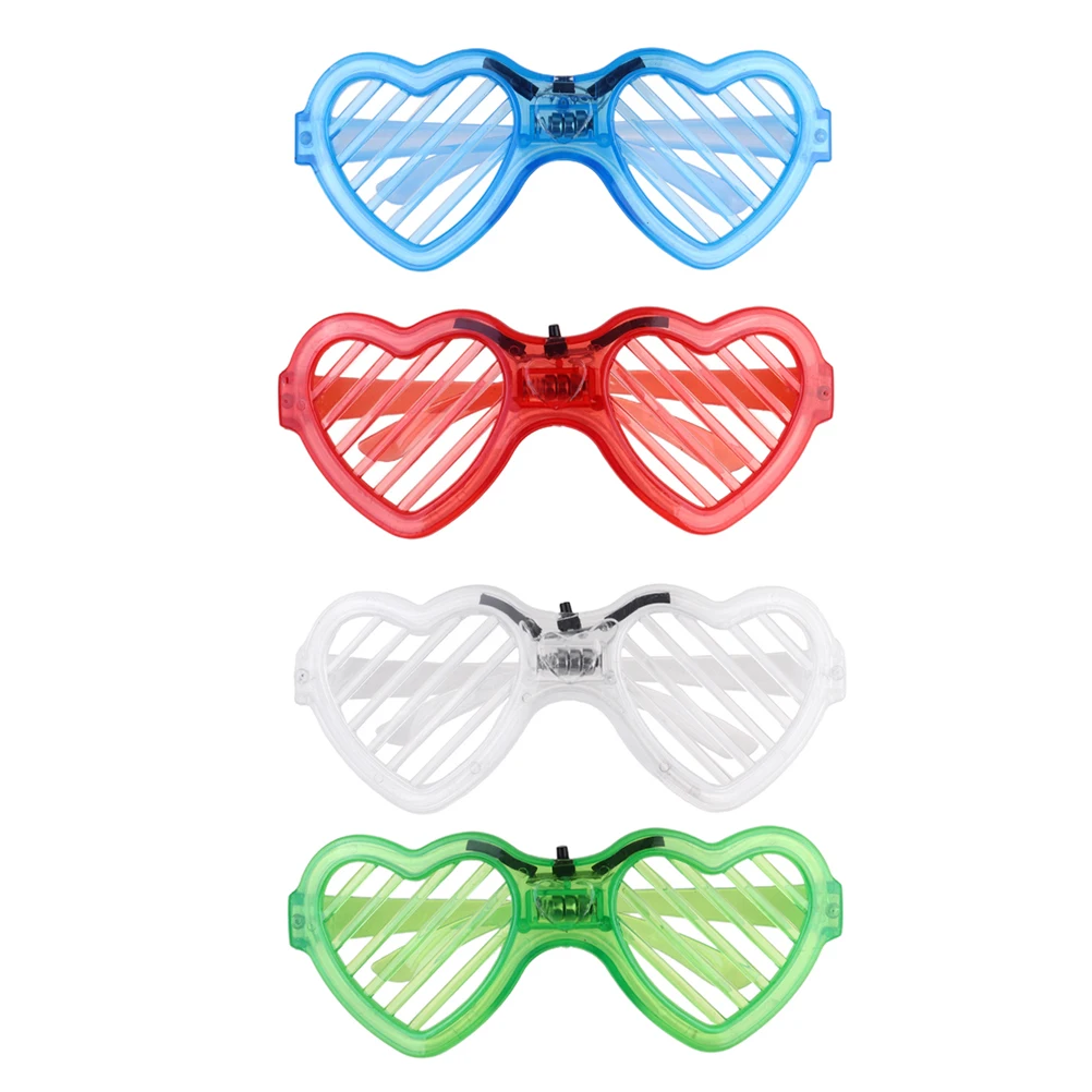 

4 Pcs Heart Shaped LED Glasses Adjustable Switch Party Favors Valentine Gifts Glow Dark Fashion Style High Quality Strong