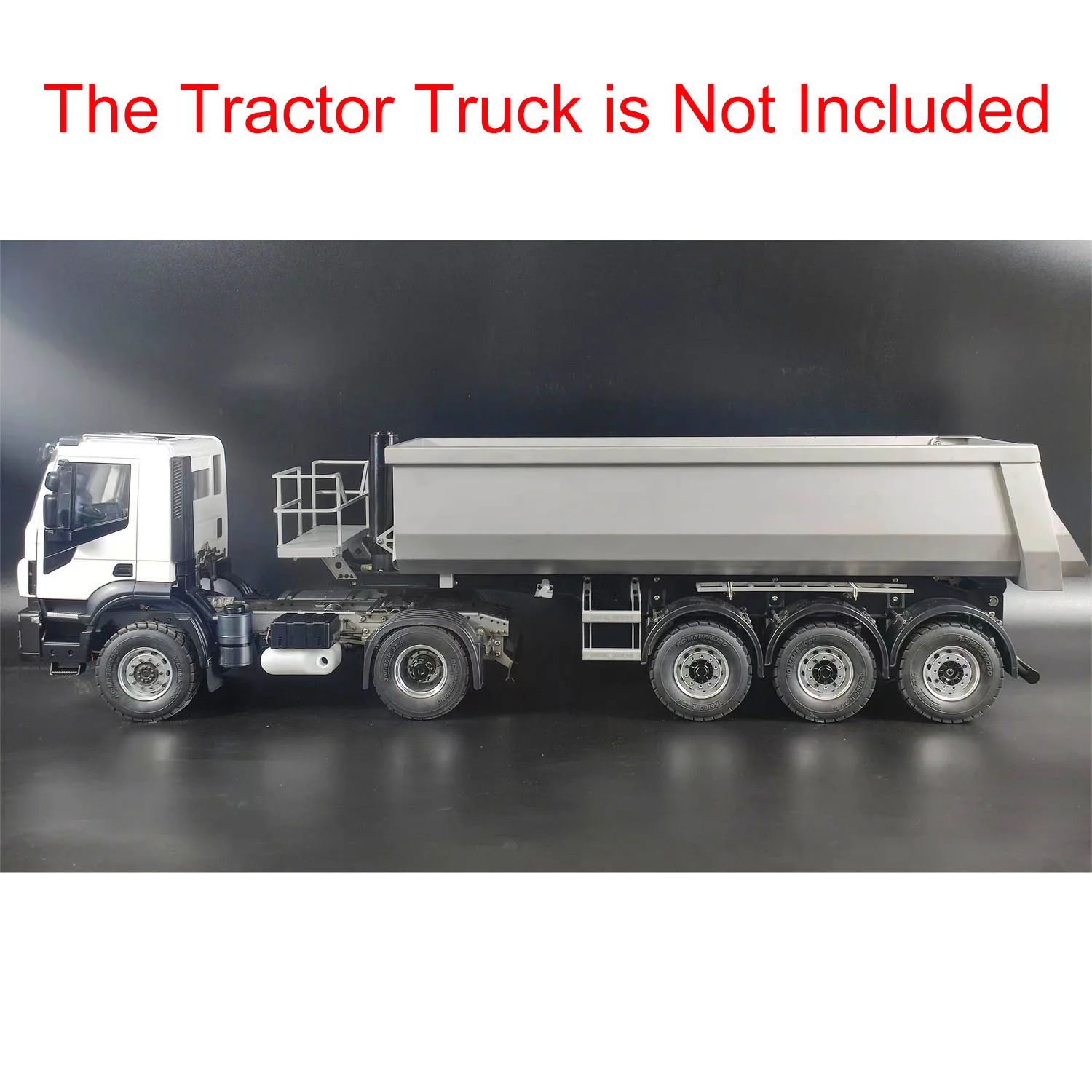 

3 Axles 1/14 RC Hydraulic Metal Trailer for Remote Control Tractor Trucks Dumpers Cars DIY Model Unpainted Toy TH23181