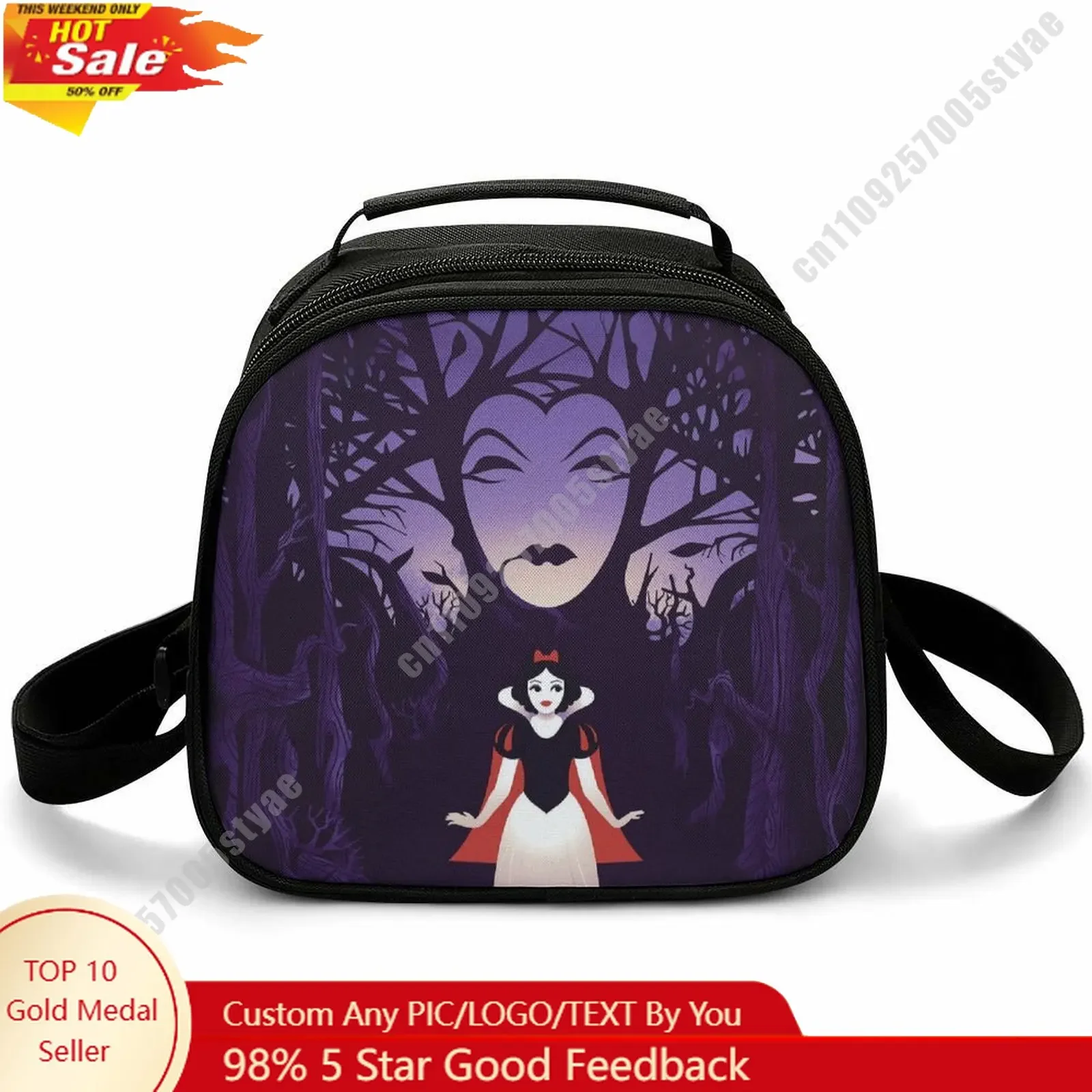 

The Evil Queen Lunch Bag Disney Animal Patterns Bento Bag Customizable Name Photo Logo Lunchbox Essential Picnic Bag Cosplay