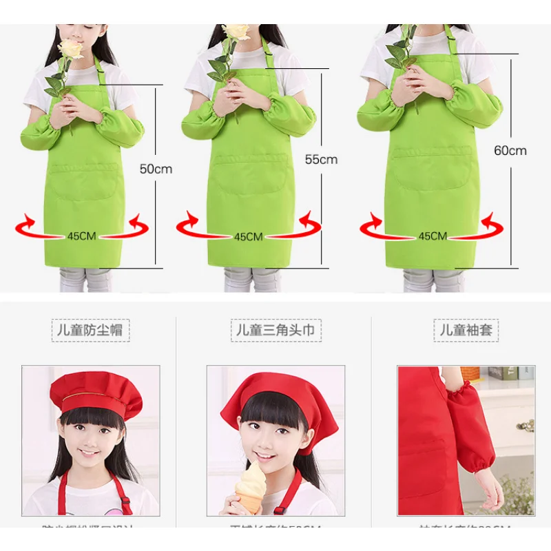 Children Front Pocket Bib Apron Kid Boys Girls Apron Kitchen Child Craft Kids Apron Child Painting Cooking Baby Pinafore