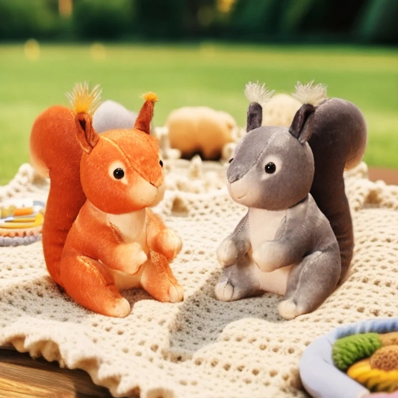 25cm Grey INS Like Real Squirrel Plush Toys 4 Colors Stuffed Animal Simulated Little Squirrel Home Decor Birthday Gifts for Kids