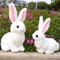25/40CM Simulation Cute White Gray Khaki Plush Rabbit Fur Realistic Animal Easter Bunny Simulation Rabbit Toy Model Gift