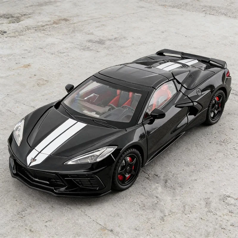 

1:24 Corvette C8 R Alloy Sports Car Model Diecast Metal Track Racing Vehicles Car Model Simulation Sound and Light Kids Toy Gift