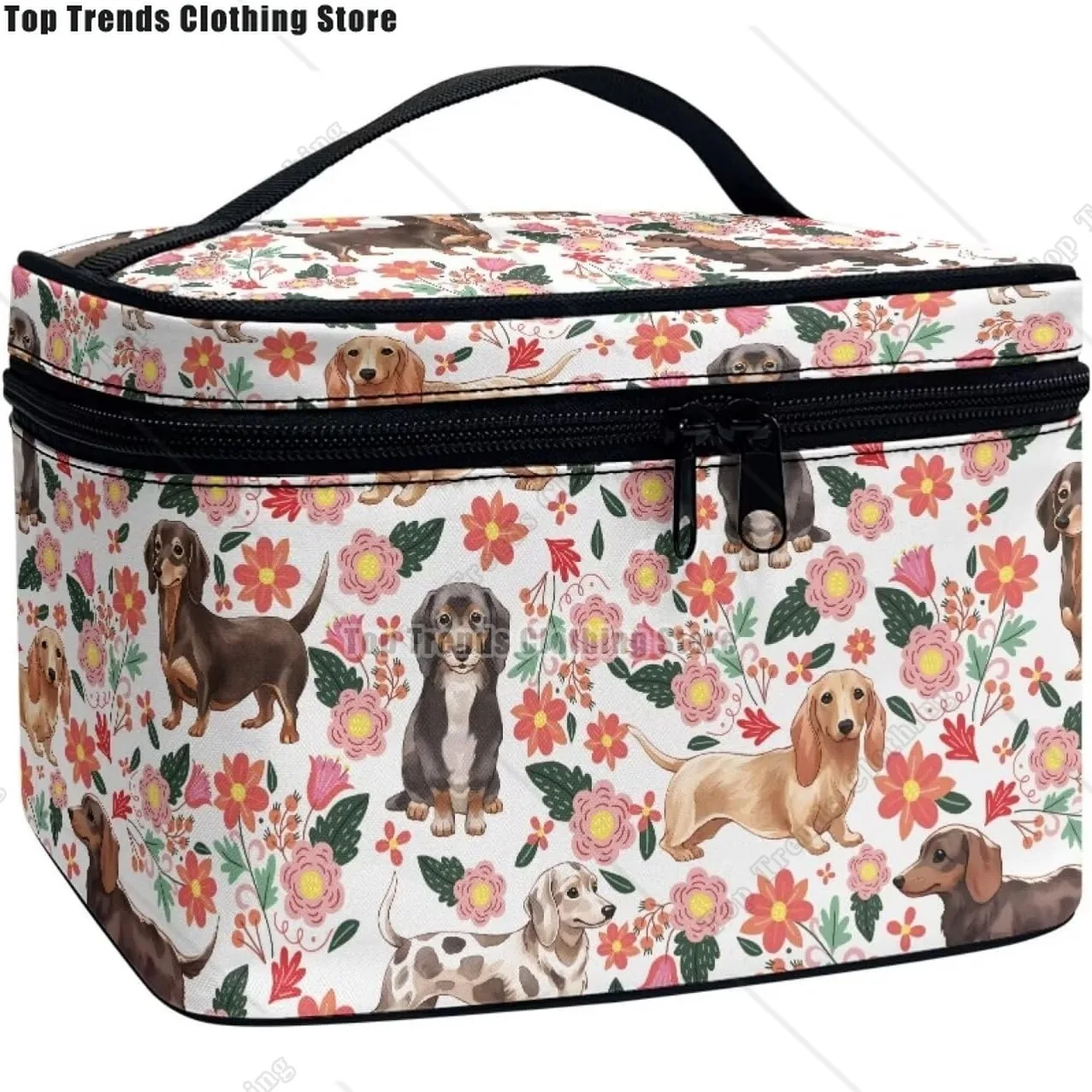 

Dachshund Rose Cosmetic Bag Outdoor Travel Makeup Bag Cute Cosmetic Wallet Coin Purse