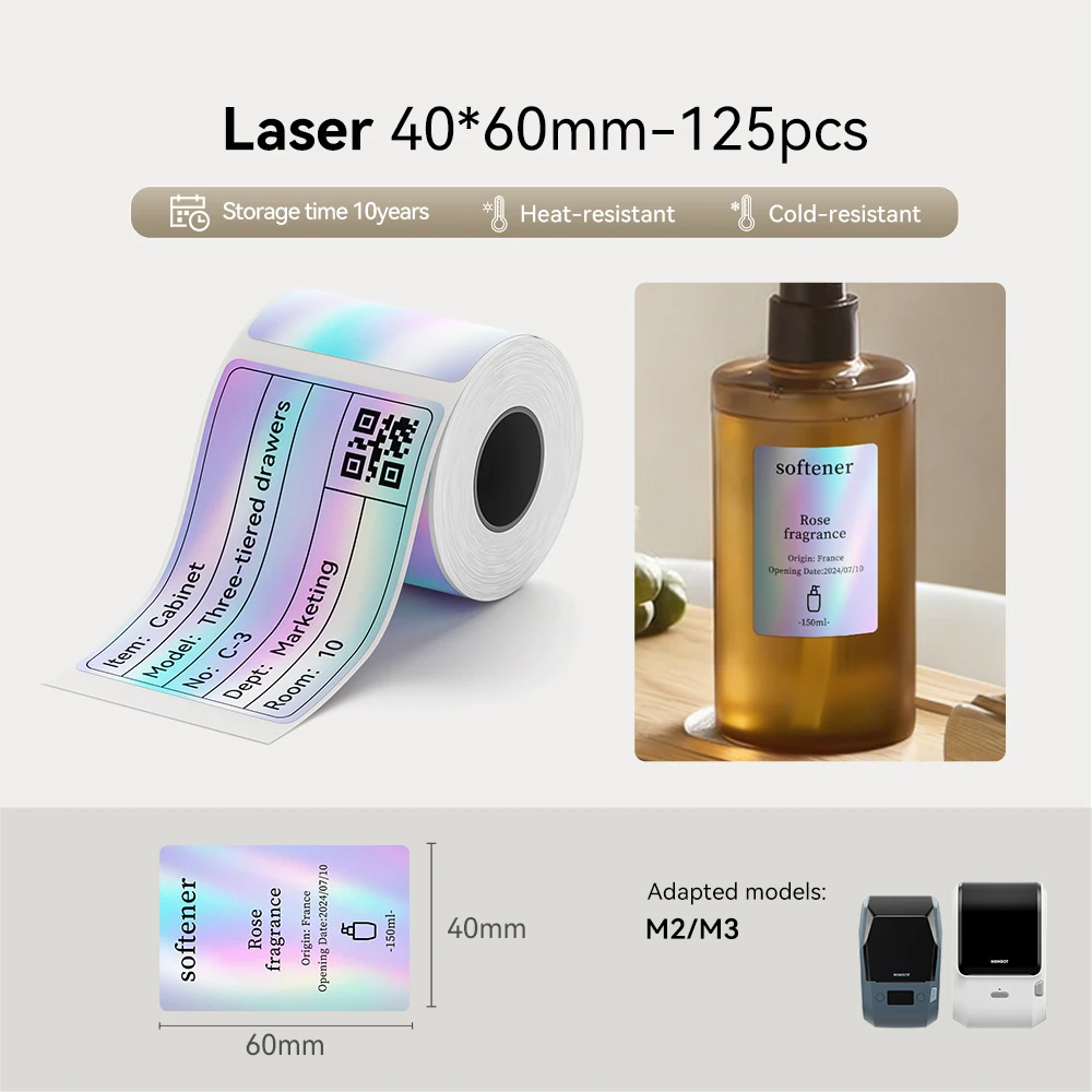 Lasersticker Zelfklevende thermische transferlabels voor Niimbot M2/M3 Printer DIY Zilveren labelsticker voor kantoor/thuis/buiten