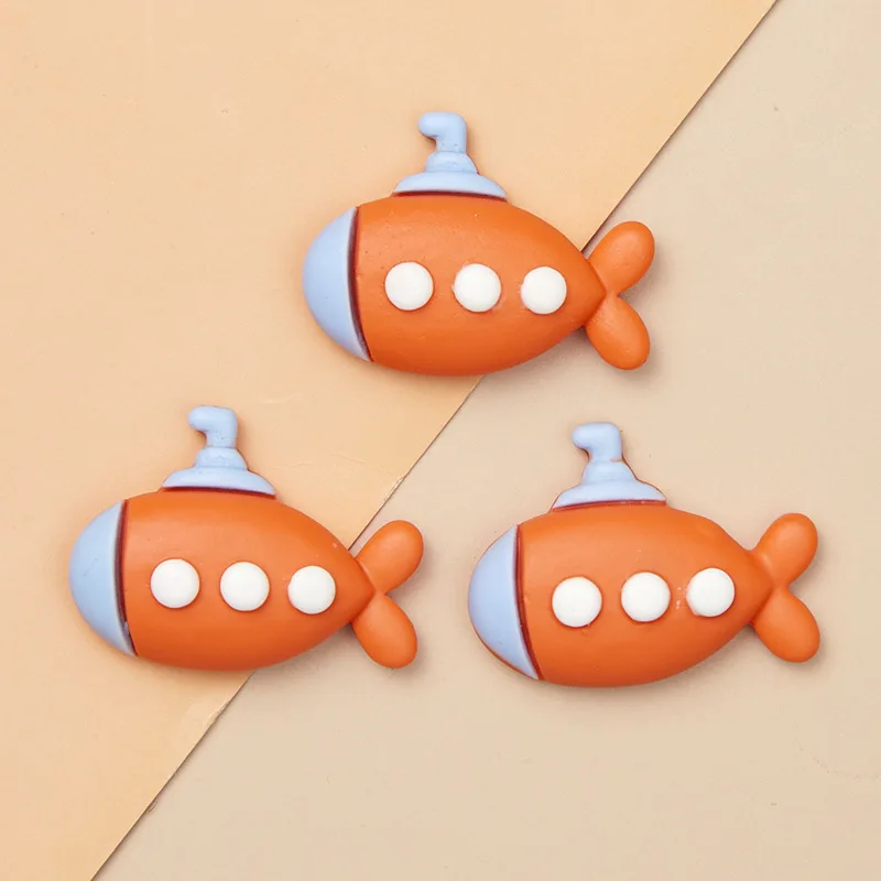 Kawaii Ocean Marine Series Crab Whale Submarine Resin Cabochons Flatback Scrapbook Craft DIY Phone Cases Jewelry Accessory