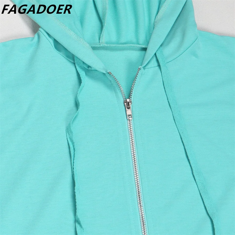 FAGADOER Women 2024 Autumn 2 Piece Set Outfit Casual Long Sleeve Zip Hoodies Coat and Sweatpants Suits Y2k Street Sport Wear