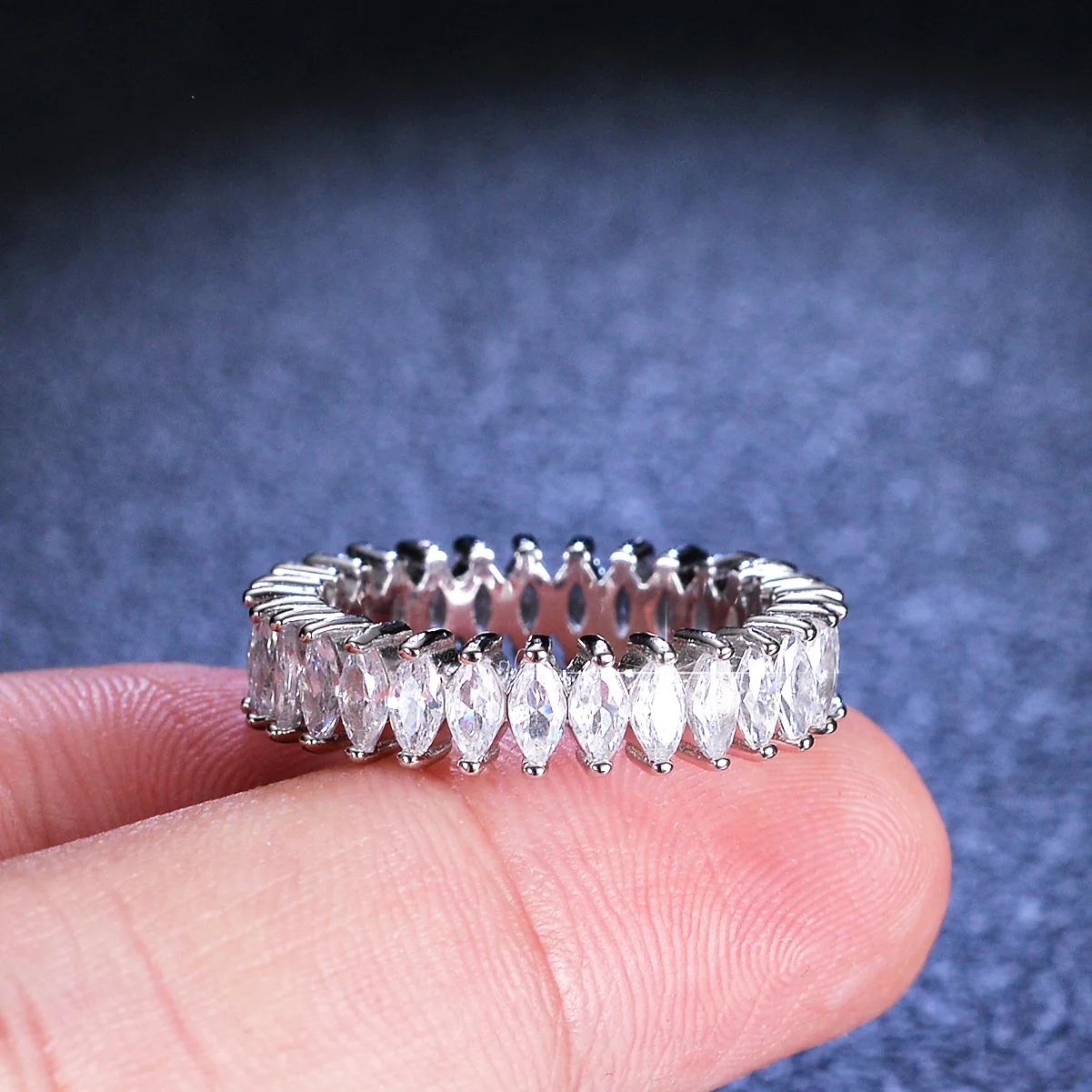 Marquise Eternity Band Ring 1ct Moissanite PT950 Platinum - 1ct moissanite, platinum band, amazing birthday surprise