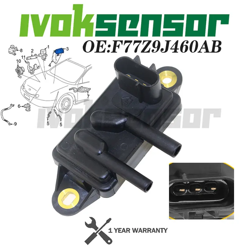 

Датчик давления рециркуляции отработавших газов (EGR) для Ford, Lincoln, Mazda, Mercury 94-10, VP8, VP8T, EGR155, DPFE15, F77Z9J460AB (1 шт.)