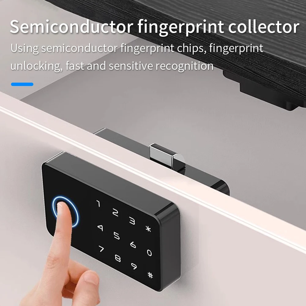 Smart Fingerprint Drawer Lock, Tuya APP, Keyless Elétrico, Sensor Invisível, Cartão IC Desbloqueio, Sem Buraco, Móveis para Gabinete, 13.56Mhz